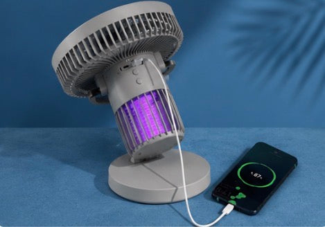 Rechargeable Mosquito Killer Fan with LED Light & Tripod Stand
